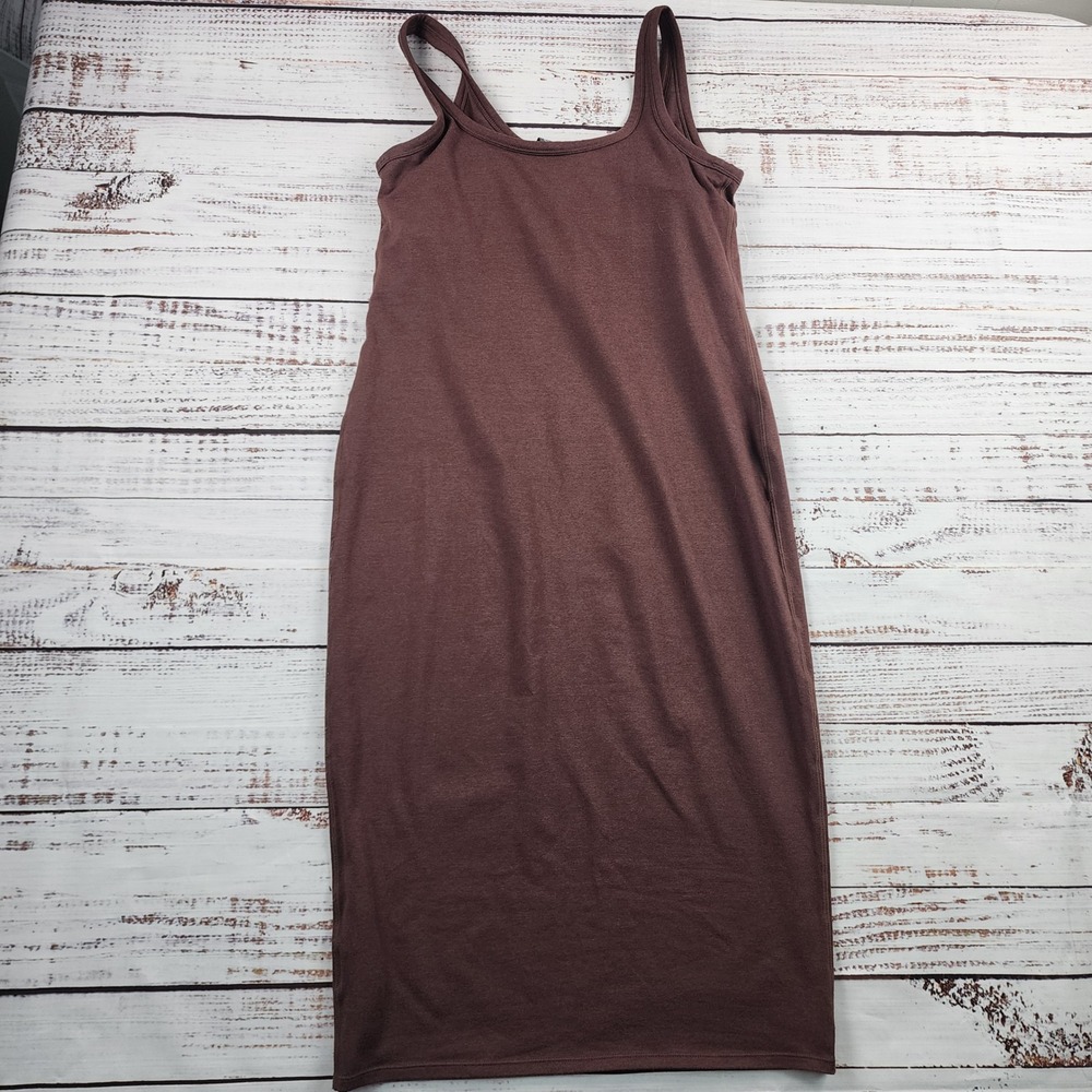 Vuori Halo Essential Dress Women's M Java Heather Brown DreamKnit VW606 Midi - Picture 2 of 7